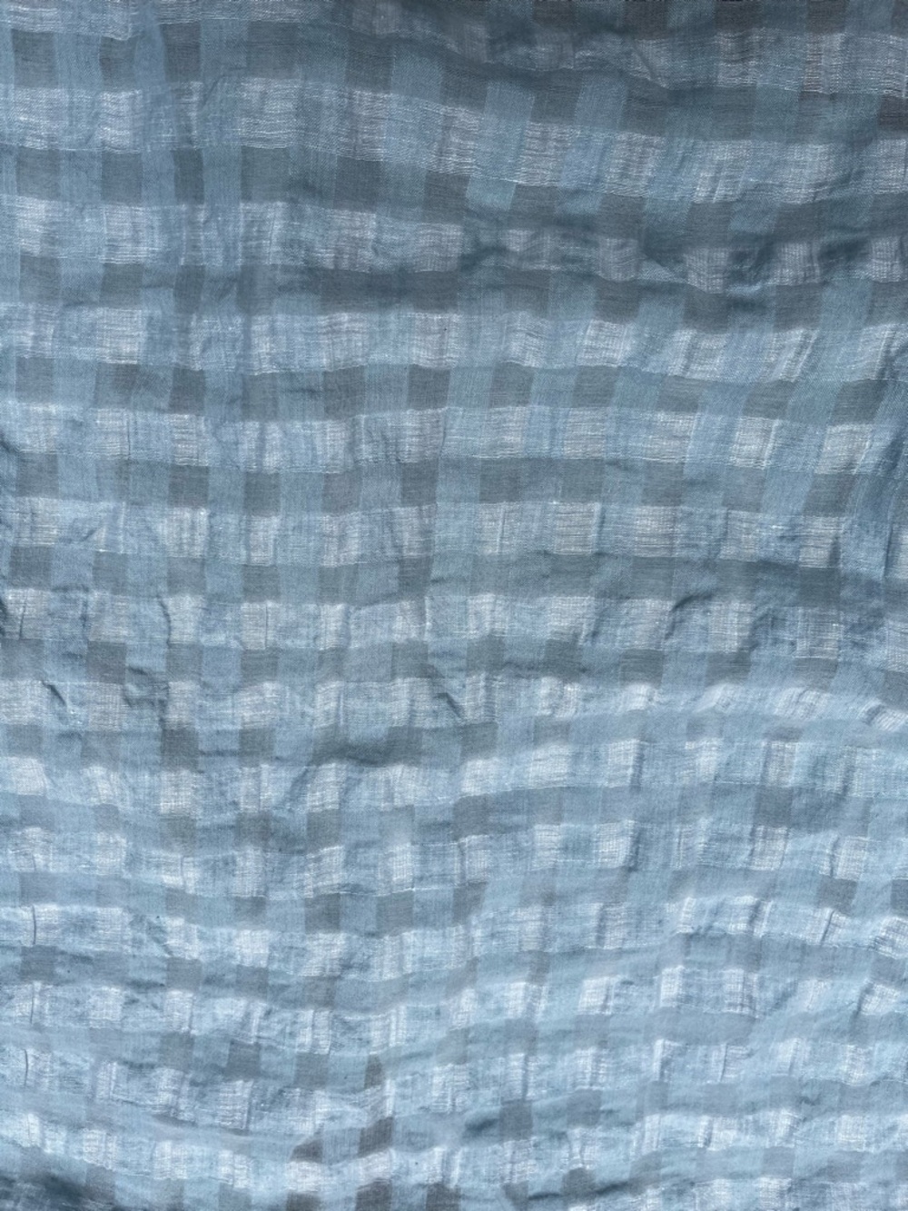 Poetry Light Blue Plaid Linen Cotton Blend Texured Jacquard Minimalist Blouse 8 - Picture 8 of 16